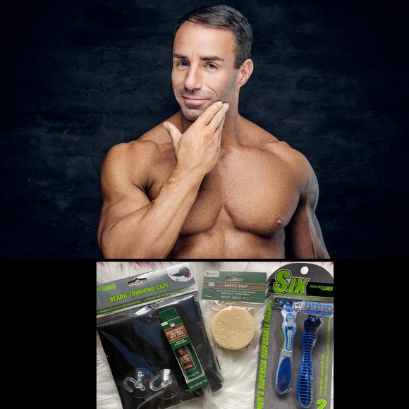 Other - Shaving Grooming Beard 6 Blade Razor Soap Trimming Cape Catcher Barber Apron Kit